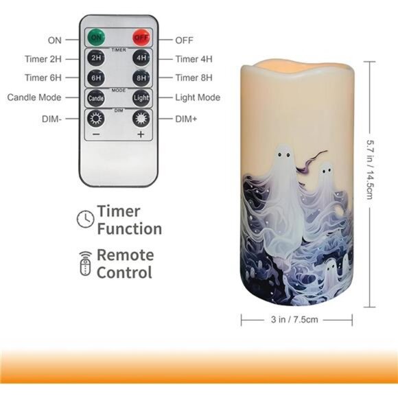 Gothic Style Weatherproof Fall Halloween Decorations LED Flameless Candles - Picture 3 of 8